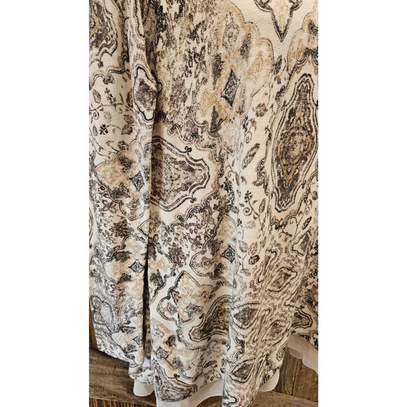 J jill double layer tunic long sleeve knit top paisley coquette neutral XS (OS) - Picture 4 of 8